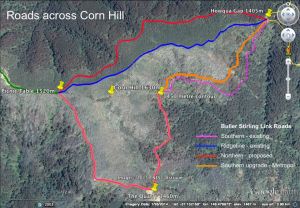 The proposed road is the line in red at the top of the image.